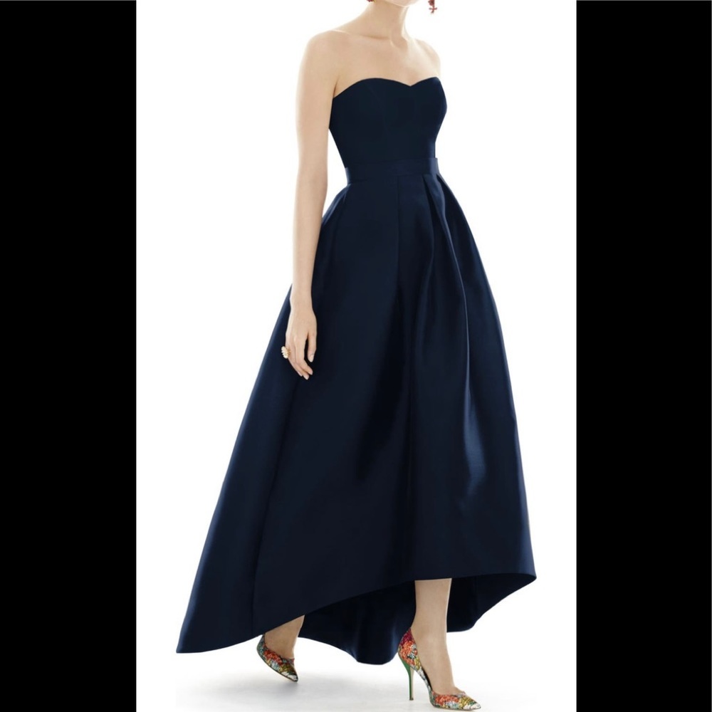 ALFRED SUNG NWOT Strapless High Low Gown